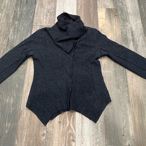 Anthropologie Sparrow 100% Wool Split Neck/drape Asymmetrical Cardigan Gray - Picture 9 of 14